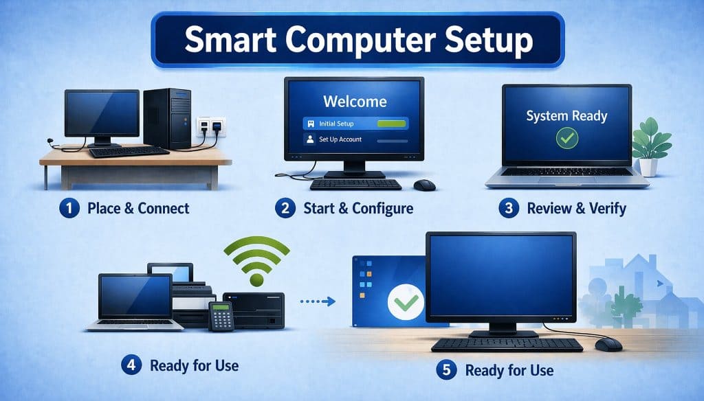 Computer setup process illustration